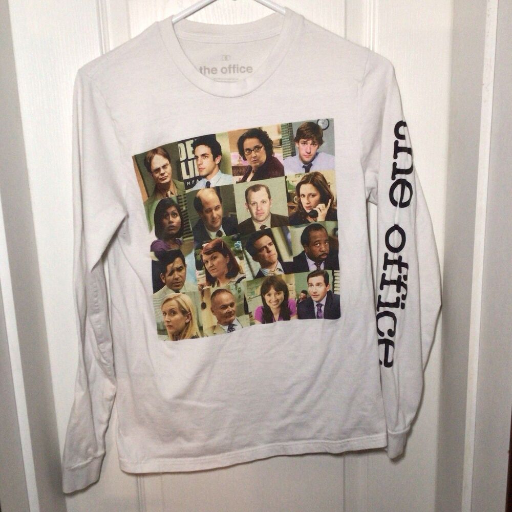 The Office TV Show Longsleeve Small White T-Shirt With Cast Faces